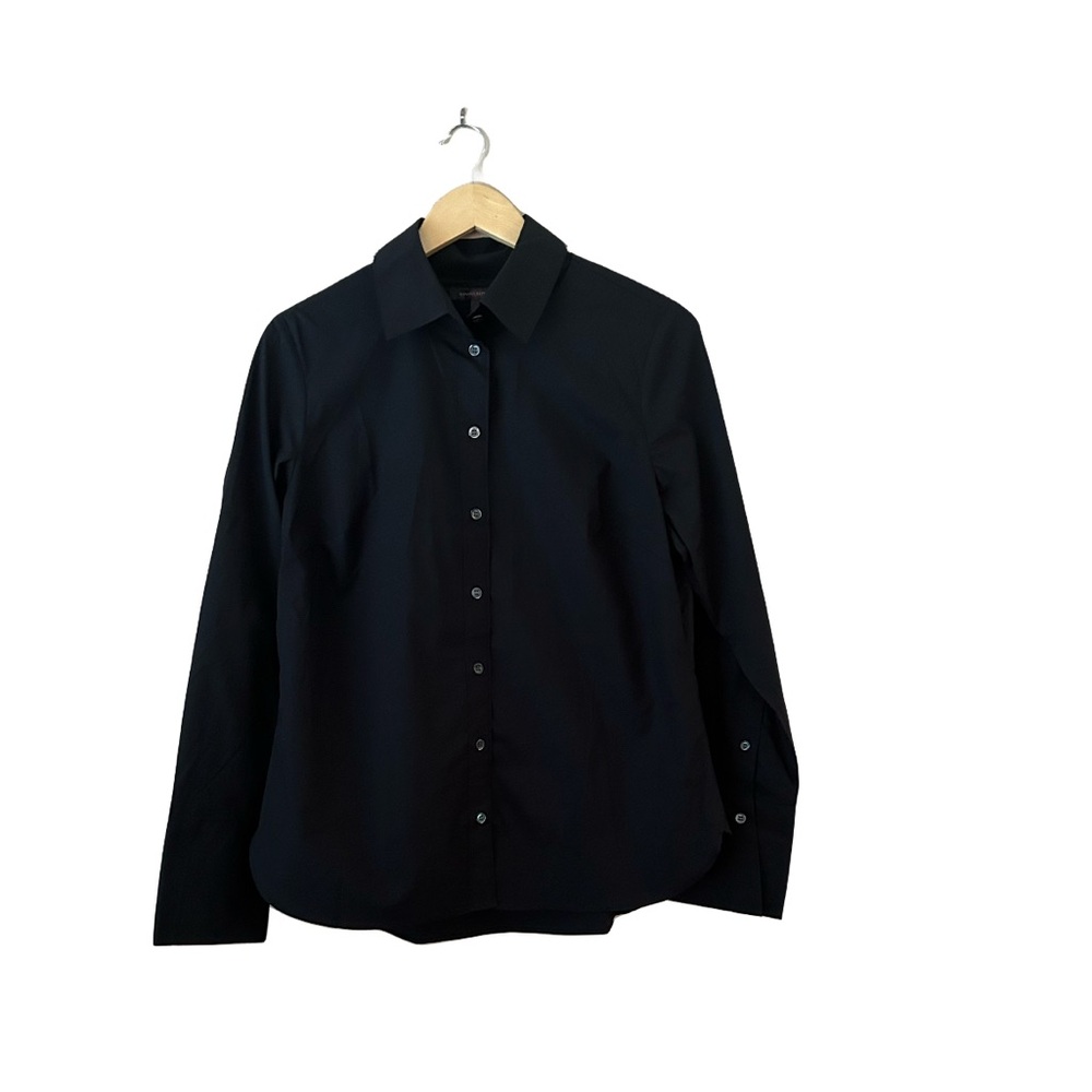 Banana Republic Women’s Size 12 Shirt Black Long Sleeve Button-Down Poplin NWT - Picture 2 of 11